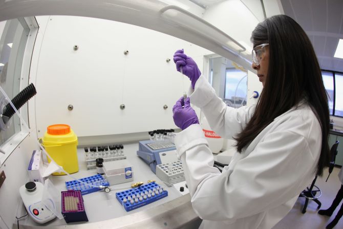 Analyst Jignasha Patel prepares a sample for testing in the anti-doping laboratory which will test athletes' samples from the London 2012 Games on January 19, 2012.