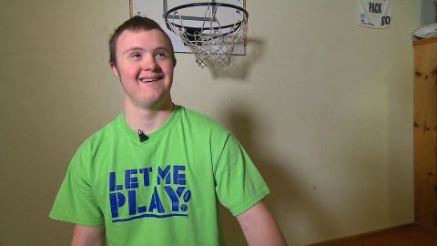 Eric Dompierre, 19, plays on his high school basketball and football teams