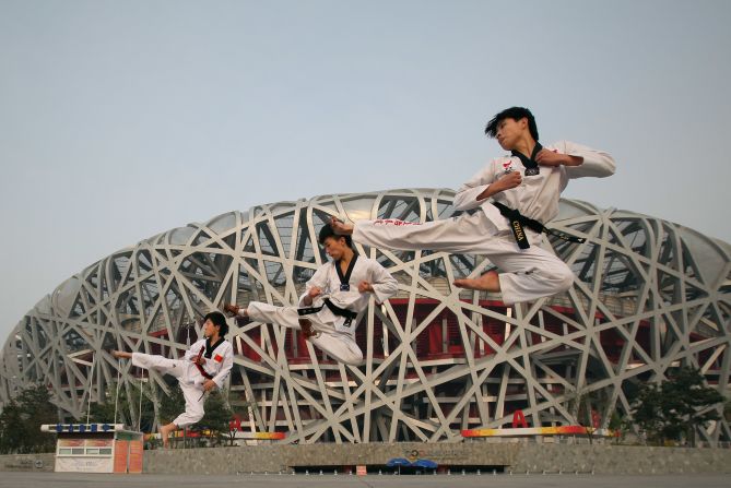 China, which hosted the previous Olympics in 2008, also marked the milestone as athletes performed outside the Bird's Nest stadium in Beijing.