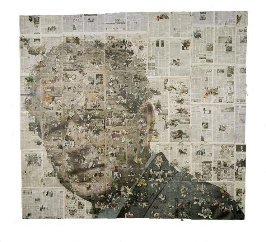 kennardphillipps use media images and newspaper clippings to make many of their artworks, including this 2007 piece "George Bush, a Portrait."