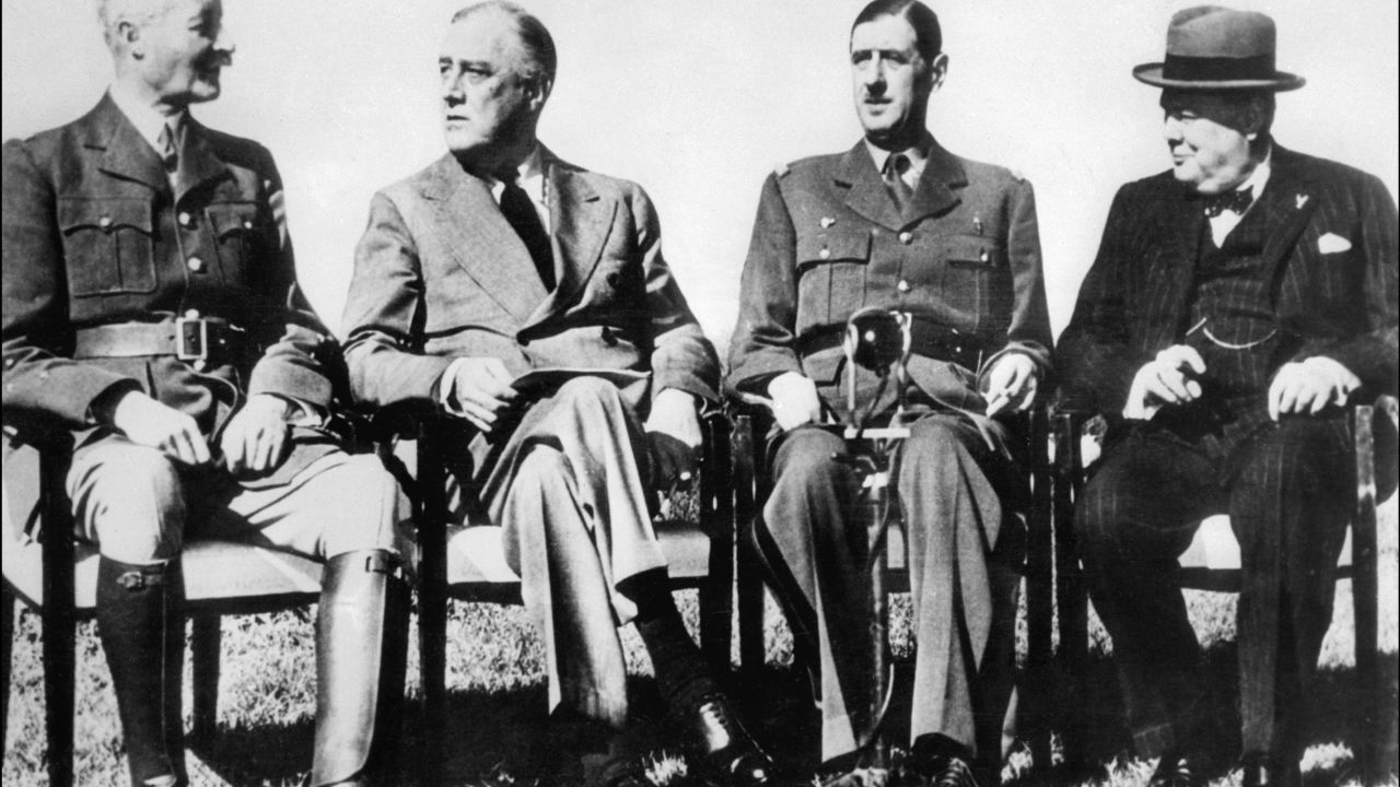 France's Charles de Gaulle, second from right in 1943, opposed UK entry into the Common Market.