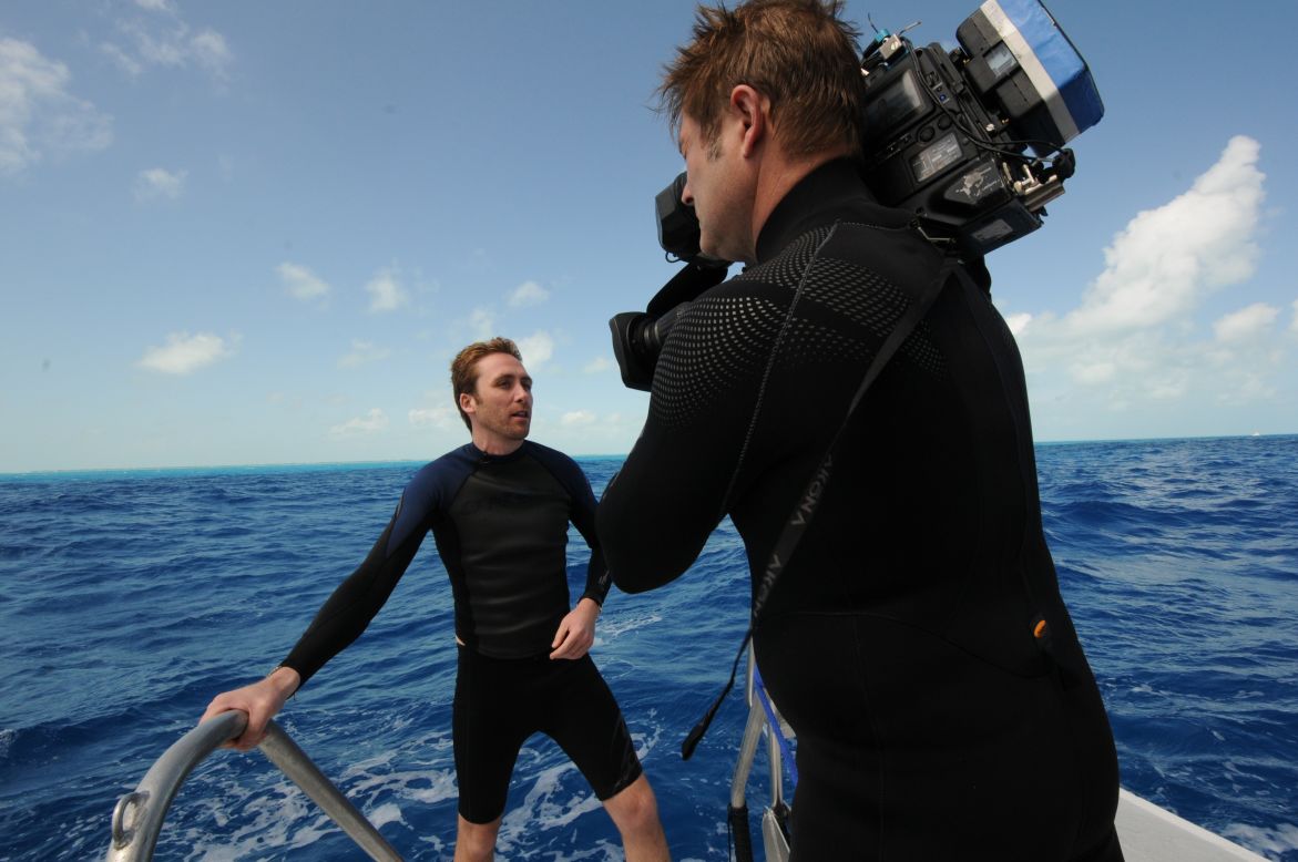 Philippe Cousteau prepares to go diving to witness the extent of the lionfish problem in the waters off Florida. 