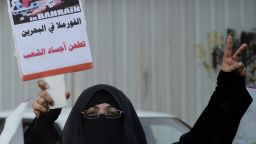 A pro-democracy protester pictured on the outskirts of Manama, Bahrain.