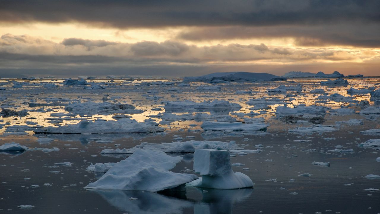 There is significantly less ice in the waters of the Ilulissat Icefjord in western Greenland.