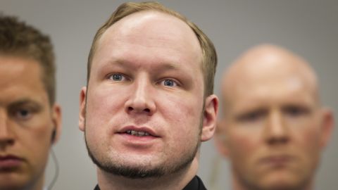 Anders Behring Breivik speaks during his trial Friday at the central court in Oslo, Norway.