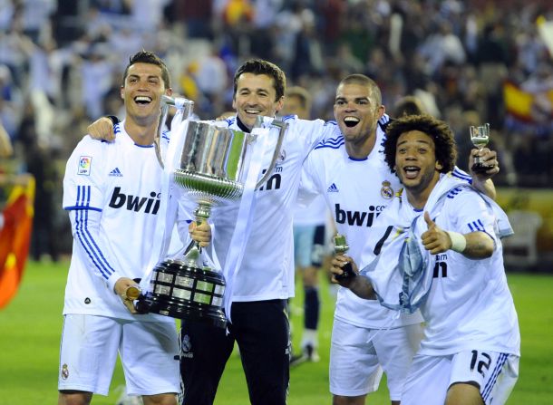 Ronaldo and his Real teammates celebrate their Copa Del Rey final win over Barcelona last season -- the only major trophy won by  Mourinho during his two seasons in Madrid.