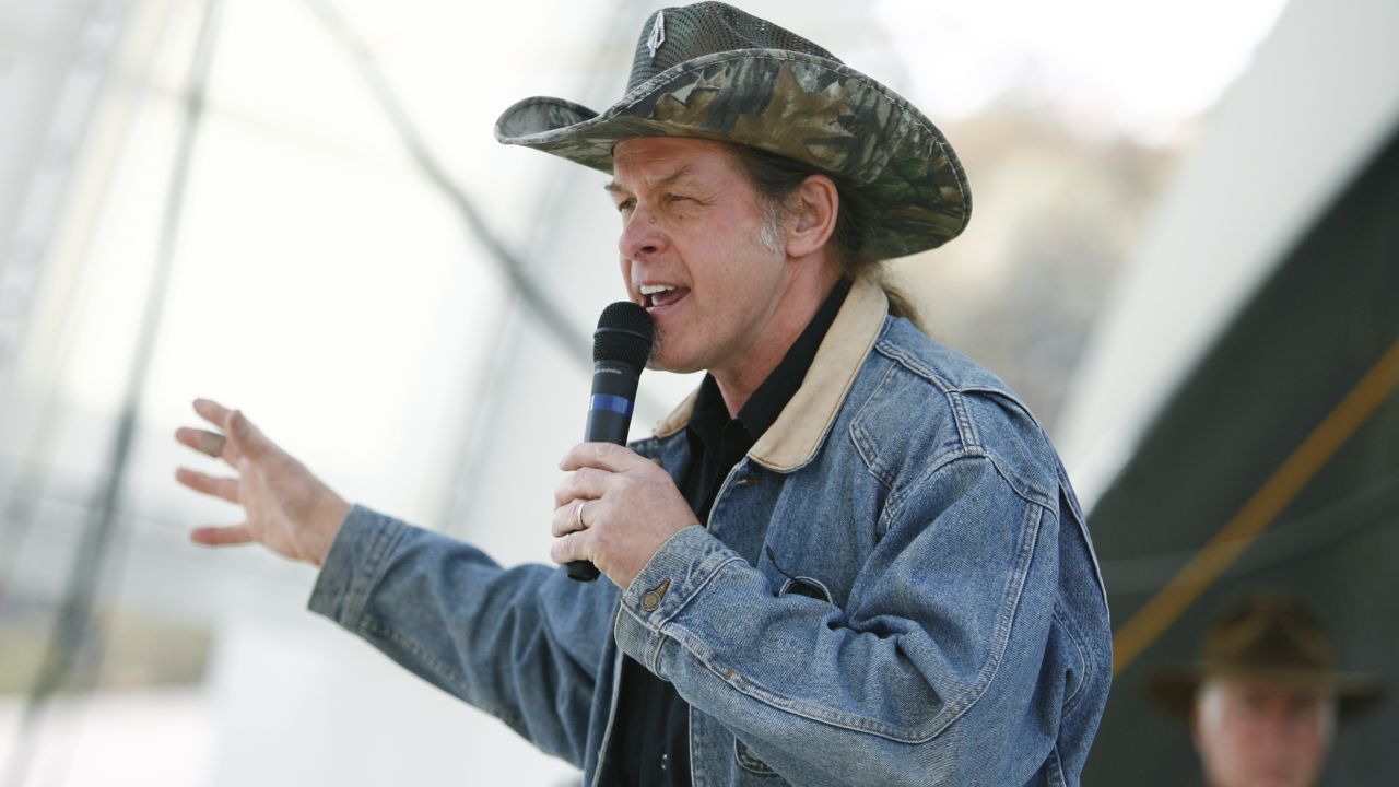 Musician Ted Nugent, shown at a GOP campaign rally in 2010, was interviewed last week by the Secret Service for his remarks about President Obama. 