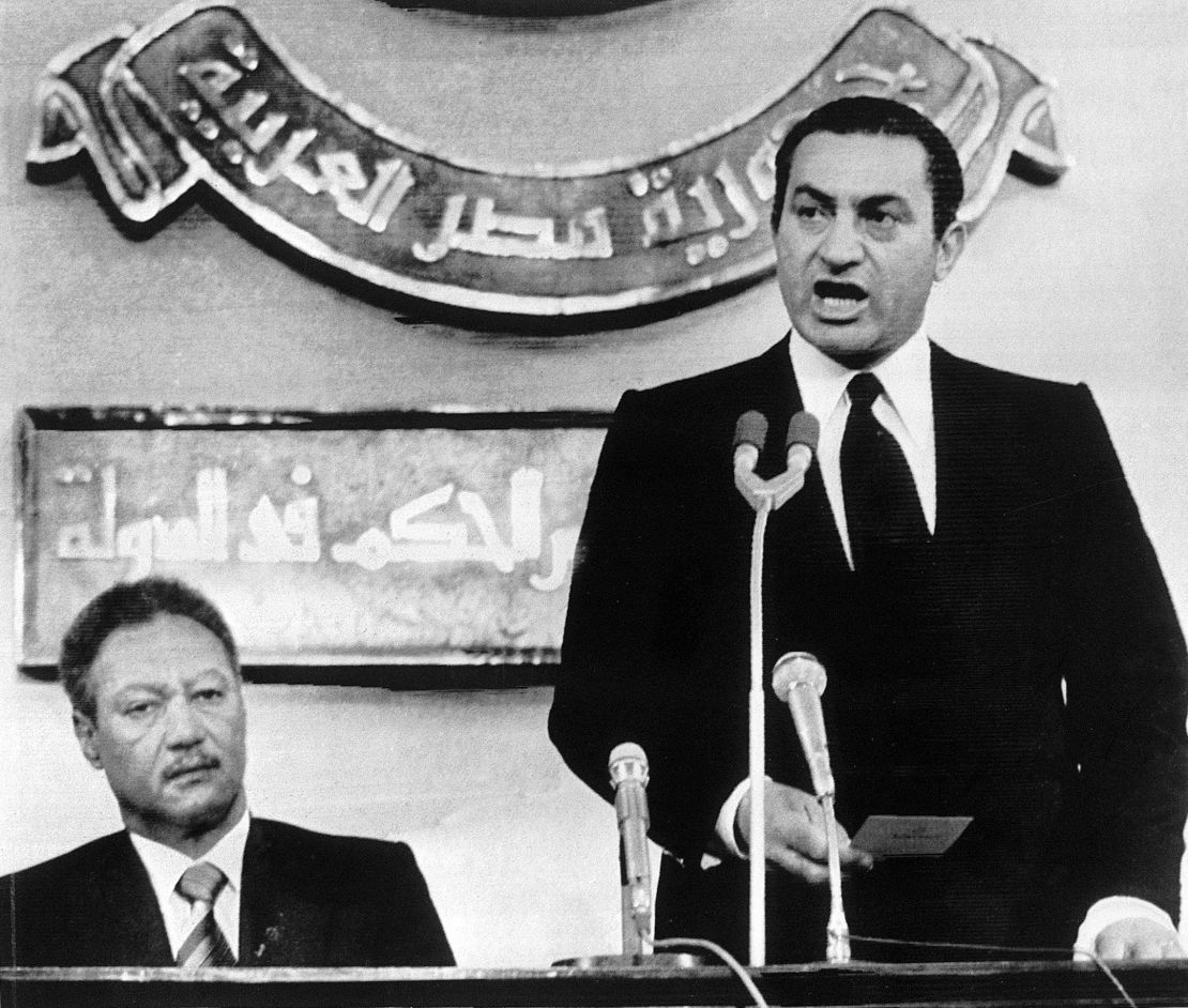 Mubarak, right, was sworn in as Anwar Sadat's successor on October 14, 1981, becoming Egypt's fourth president.