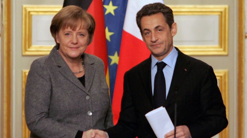 France's President Nicolas Sarkozy and German Chancellor Angela Merkel meet in Paris on February 6, 2012.