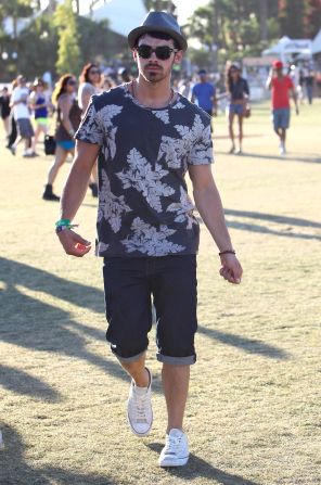 Joe Jonas attends the Coachella music festival in Indio, California.