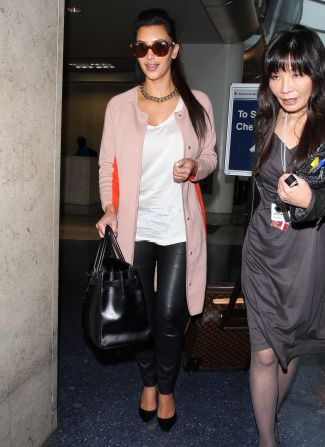 Kim Kardashian arrives in Los Angeles.
