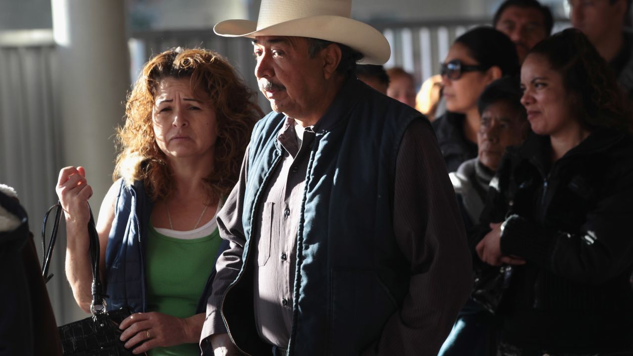 Visitors wait to enter the U.S. in Nogales, Arizona. Thousands of Mexicans have work permits and commute daily.