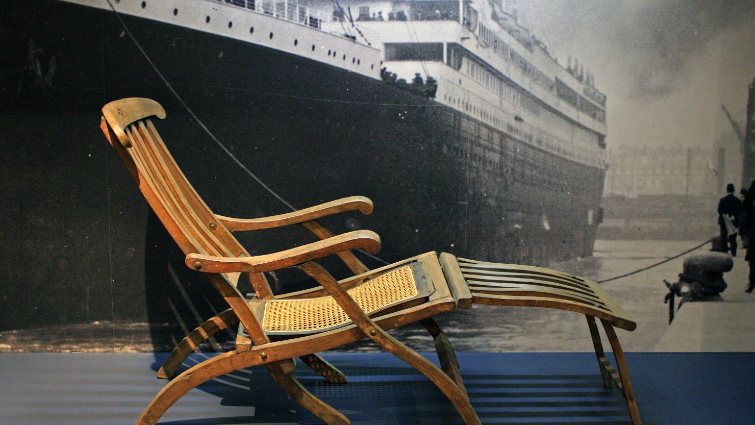 Rare original deck chair from Titanic, the signature artifact of the permanent Titanic exhibit at the Maritime Museum of the Atlantic