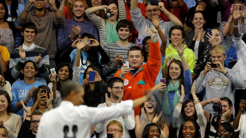 President Barack Obama waves as he arrives to speak during his appearance at the University of Chapel Hill Tuesday.
