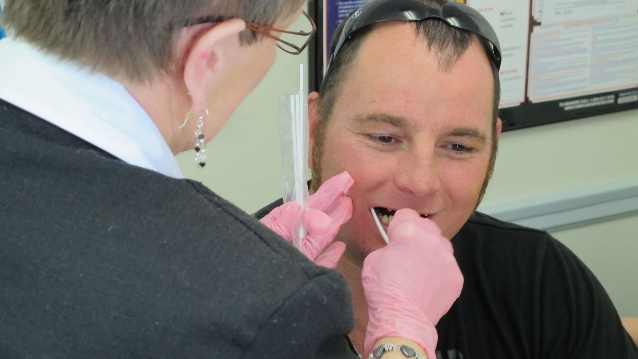 Charles Manson's grandson, Jason Freeman, provides a DNA sample to determine if another man is also related to Manson.