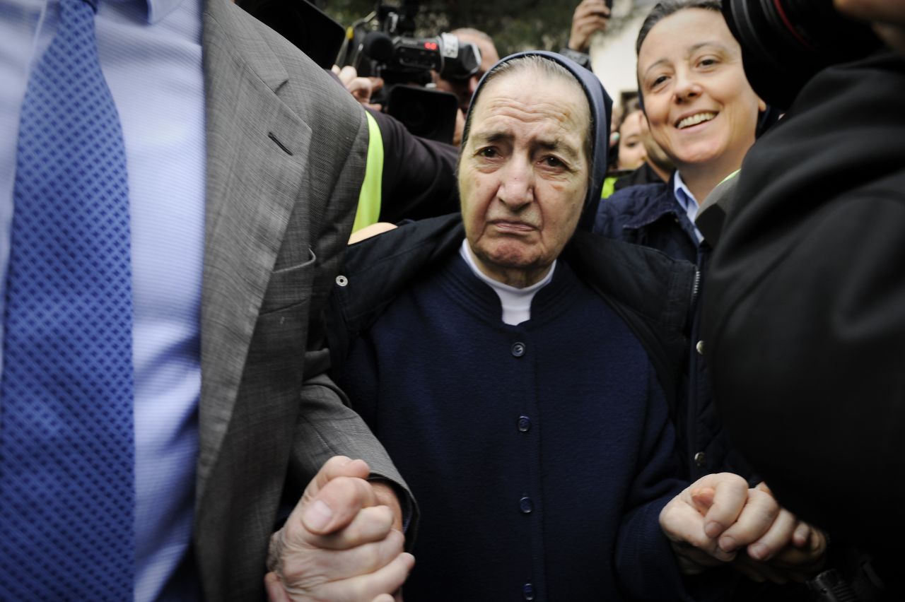 Sister Maria Gomez at a Madrid court hearing in April. She is the only person so far charged in the illegal adoption scandal that has gripped Spain.