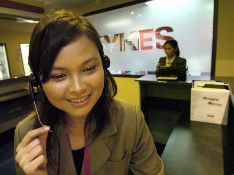 With an estimated 400,000 call center staff, the Philippines has overtaken India as the Asian hub of call centers.  U.S. companies prefer to outsource customer calls to Filipino agents speaking lightly-accented fluent  American English. 