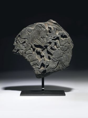 This grey schist roundel is carved with a scene of lions and deer. It dates back to 15th century Iran, and was offered for sale at Christie's.