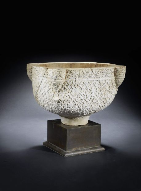 This intricately carved marble basin was made in Syria in the 12th century, and would originally have stood in a mosque or other public building. It went under the hammer for $312,400 at Bonhams auction house.