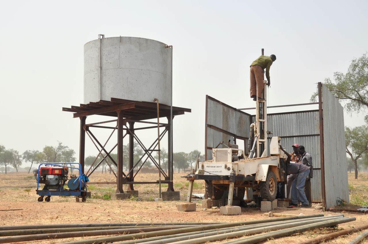 One of the four boreholes at the camp collapsed last week -- aid workers are now desperately drilling to try and find new water sources.