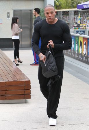 Dr. Dre leaves the gym in Beverly Hills.