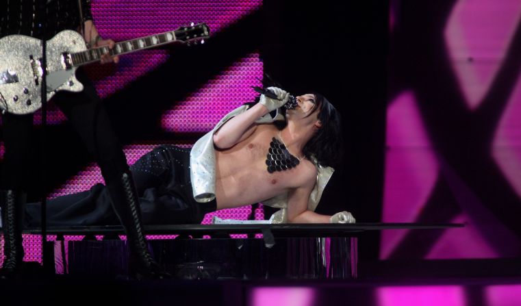 Ola Salo, lead singer of Swedish glam rock act The Ark performs the song "The Worrying Kind" at Eurovision 2007 in Helsinki, Finland. Despite having had four albums top the charts in their homeland, and being a favorite with the bookies, the band finished in 18th place.