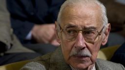 Argentina's former general and dictator Jorge Rafael Videla gestures during a session of his trial in Cordoba, Argentina on July 22, 2010.