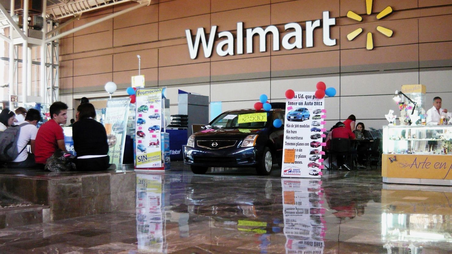 Wal-Mart store signage is seen from within the store on April 23, 2012 in Mexico City, Mexico.