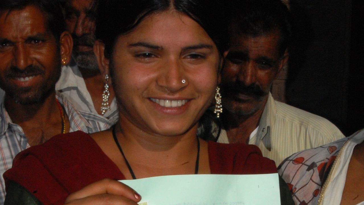 Laxmi Sargara, 18, holds her certificate proving the annulment of her marriage in Jodhpur on April 24, 2012.