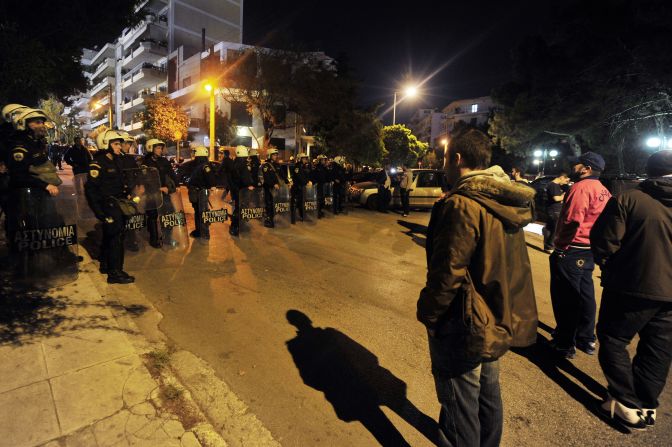 On May 6 Greece will have its first election since it was forced to take a bailout two years ago. Here, riot police guard the area where PASOK leader Evangelos Venizelos gave a speech at an rally in Athens on April 19, 2012. 