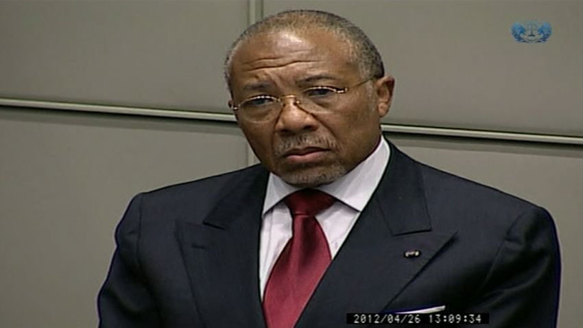 Charles Taylor listens as the verdict is read in his trial at the Special Court for Sierra Leone, April 26.