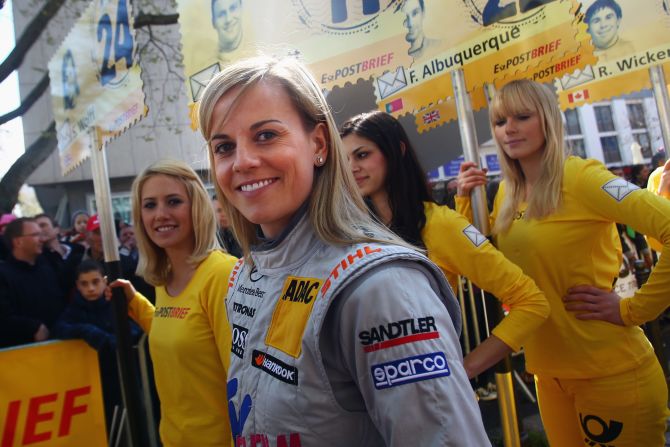 At a DTM touring car presentation in Wiesbaden, Germany.