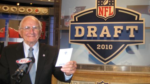 Salata announces the 2010 Mr. Irrelevant, Tim Toone, at Radio City Music Hall.