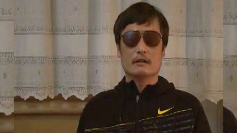 Human rights activist Chen Guangcheng appearing in a YouTube video after he escaped from house arrest.