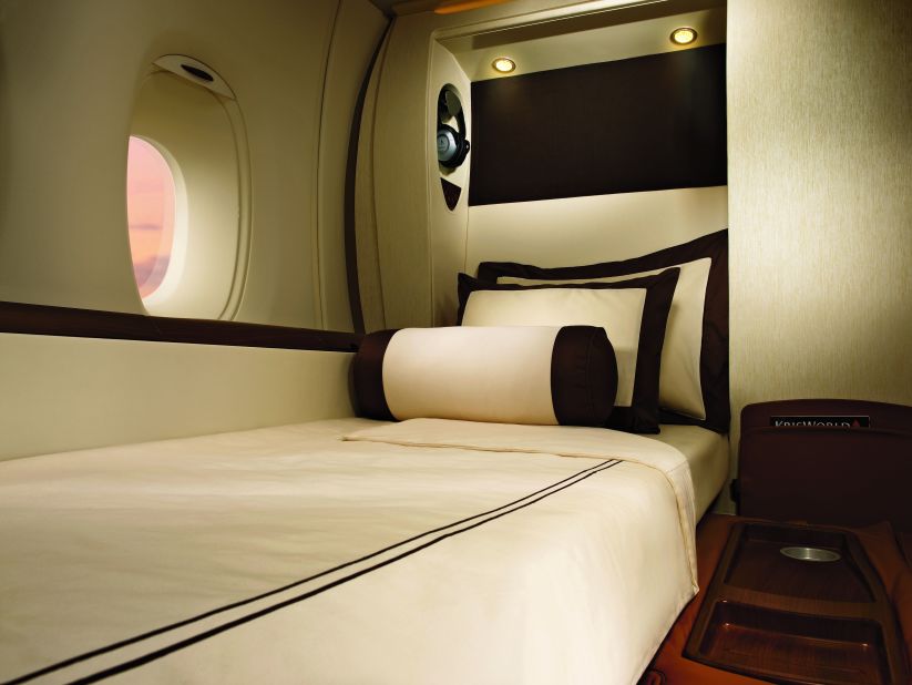 Created by luxury yacht designer Jean-Jacques Coste, 78-23-35 are the specs, in inches, for the first-class suites exclusively offered on Singapore Airlines' A380s.