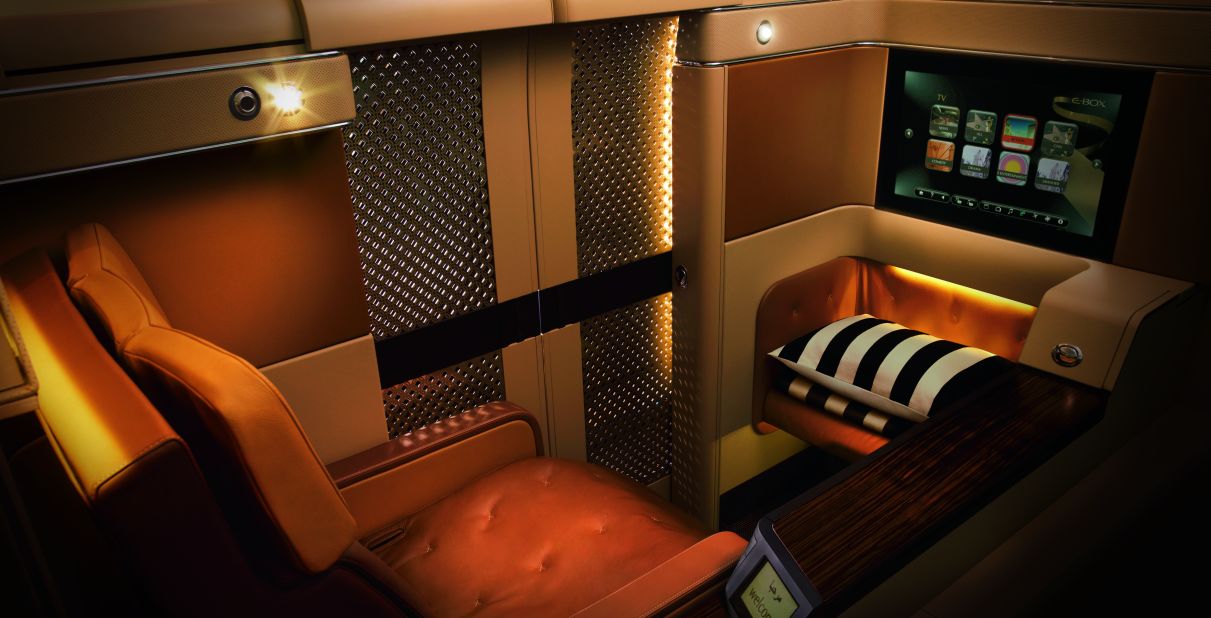 Etihad's Diamond first-class suites feature 23-inch entertainment screens loaded with games.