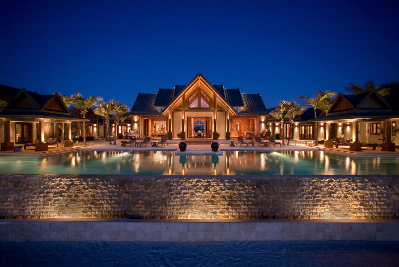 The 20,000-square-foot Nandana is on five private acres of Bahamian beachfront and has a 120-foot-long infinity pool that anchors five luxurious suites.