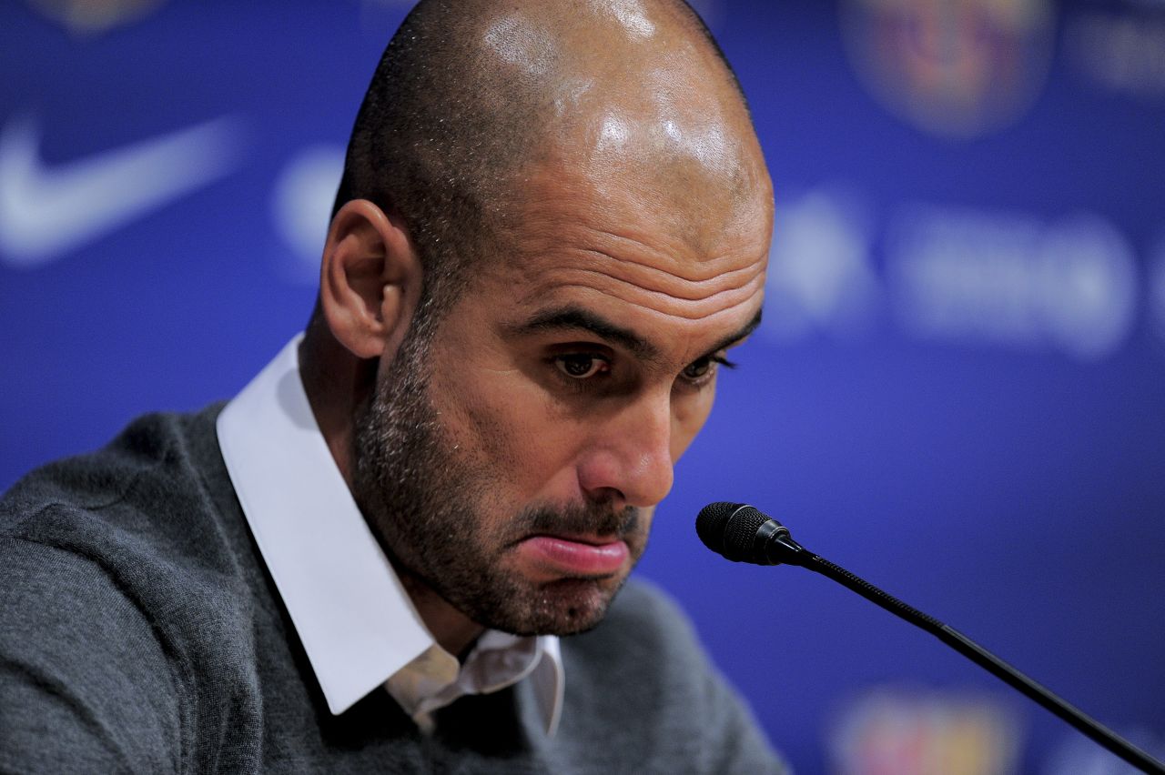 When he confirmed he was to end his four-year reign as Barcelona coach, Guardiola gave an emotional press conference.