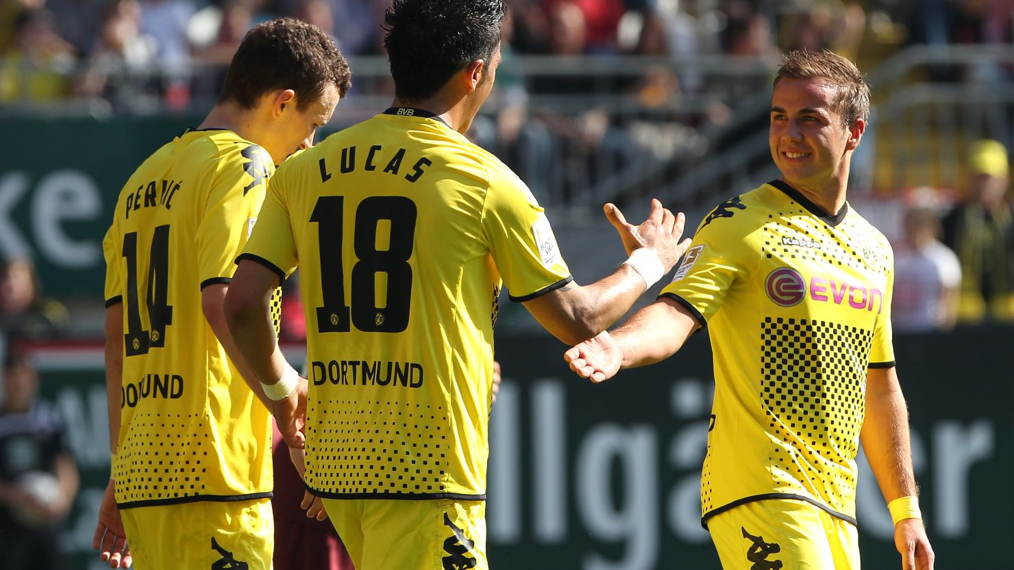 Dortmund striker Lucas Barrios scored a hat-trick in Jurgen Klopp's team 5-2 demolition of Kaiserslautern