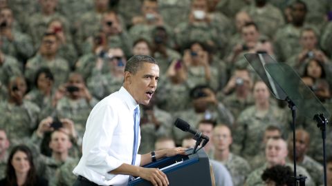 President Barack Obama addresses troops at Fort Campbell, Kentucky, on May 6, 2011, days after the Osama bin Laden raid.