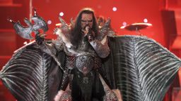 Finland's Lordi performs the song 'Hard Rock Hallelujah' during the 51st Eurovision final song contest at the Athens Olympic Indoor Hall, 20 May 2006. 