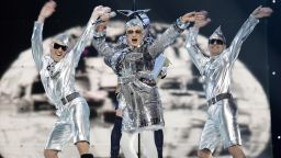 Ukranian Verka Serduchka sings 'Dancing Lasha Tumbai' during the final of the Eurovision Song Contest 2007 final in Helsinki, Finland, 12 May 2007. Serbian singer Marija Serifovic won the Eurovision Song Contest 2007 finalahead of Ukrainian drag queen Verka Serduchka followed by Russian girl band Serebrob with Song#1. Acts from 24 countries competed at the Hartwall Areena in front of 12,000 spectators and up to 100 million television viewers across Europe, vying for their votes in the kitsch glamour contest created in 1956. 