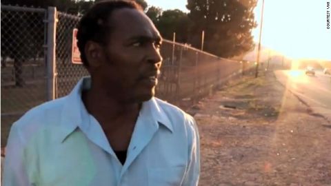 In the VH1 film "Uprising," Rodney King revisits the site where Los Angeles police officers beat him up in 1991.