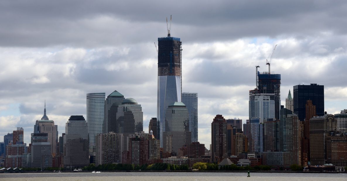 One World Trade Center, or the Freedom Tower, dominates the Lower Manhattan skyline as the new tallest building in New York City, where high-end property averages £2,700 ($4,083) per square feet. 