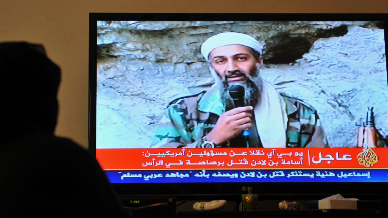 The death of Osama bin Laden being reported on  Al-Jazeera on May 2, 2011.