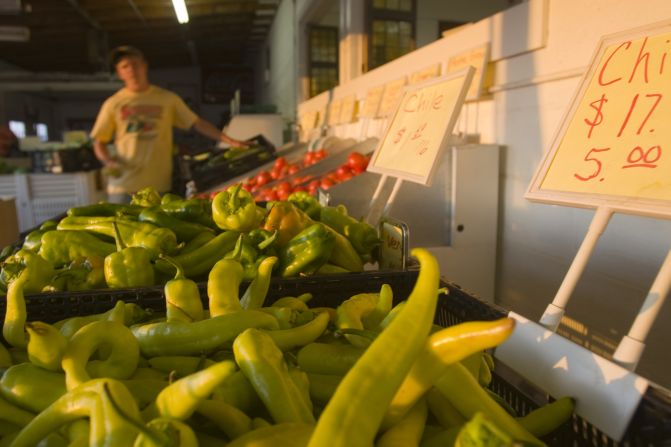 <strong>Pueblo, Colorado: </strong>A produce stand near Pueblo sells green chiles. In September, the town hosts a Chile & Frijoles Festival.