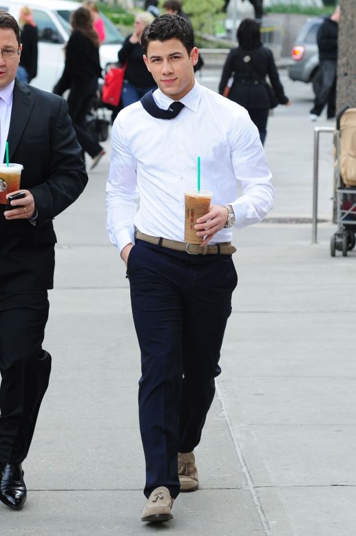 Nick Jonas grabs coffee in New York City.