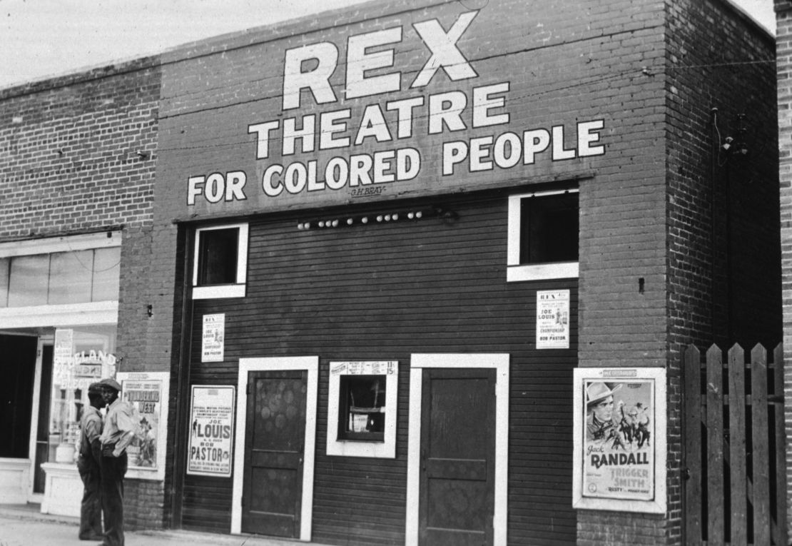 A theater in Leland, Mississippi, which was segregated under the Jim Crow laws in 1939.