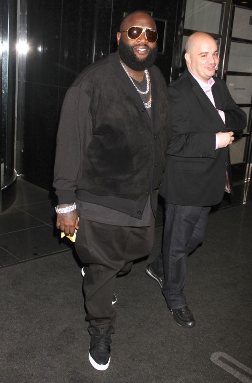 Rick Ross leaves his hotel in London.
