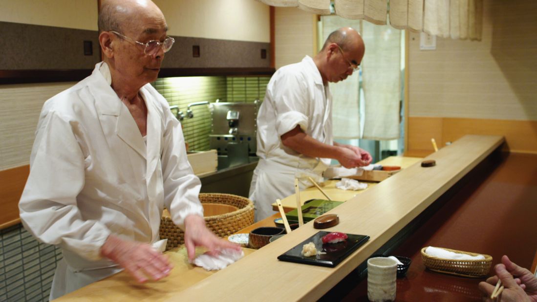 Sushi chef Jiro Ono and son Yoshikazu Ono. Jiro, 89, is the first sushi chef in the world to receive three Michelin stars. He was featured in a 2011 documentary, "Jiro Dreams of Sushi," and last year welcomed President Barack Obama to his restaurant.  